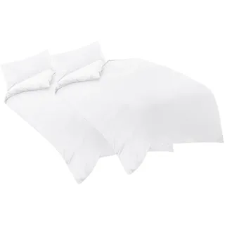 Aisbo Bettwäsche 135x200 4teilig Weiß - Mikrofaser Bettwäsche-Sets mit Reißverschluss, ÖKO-TEX Bettbezug 135 x 200 cm 4tlg mit Kissenbezug 40x80 cm, Weich und Bügelfrei