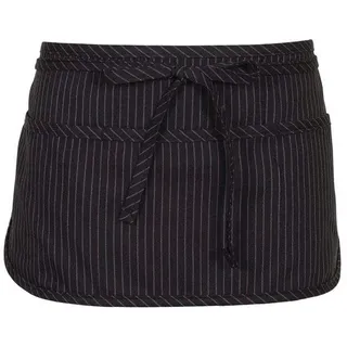 FAME Taillenschürze mit 3 Taschen, F9, 86,4 cm L x 58,6 cm B – 65/35 Polyester/Baumwoll-Twill – Kellnerschürze – Einheitsgröße – Unisex (Einheitsgröße, schwarze Nadelstreifen)