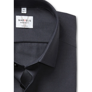 Langarmhemd MARVELIS, Herren, Gr. 44, N-Gr, schwarz, Web, Obermaterial: 100% Baumwolle, tailliert normal, 2-Knopf-Manschette, Hemden Langarmhemd, Businesshemd, Basic, New-Kentkragen, leicht tailliert