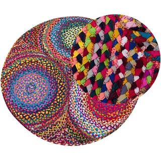 Beliani Beliani, Teppich Baumwolle bunt ⌀ 140 cm geometrisches Muster Kurzflor LADIK