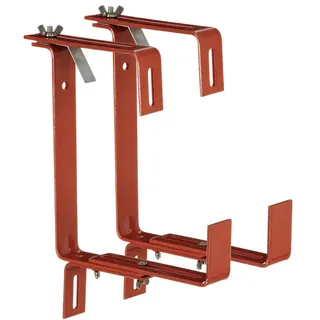 Dehner Blumenkastenhalter Profi für Rohrgeländer, 2 Stück, Metall, terracotta, 27 x 21.6 x 6 cm