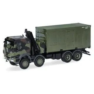 Herpa 747288-002 - 1:87 Iveco Trakker 8x8 LKW mit Kran 20 ft. Container "Bundesw