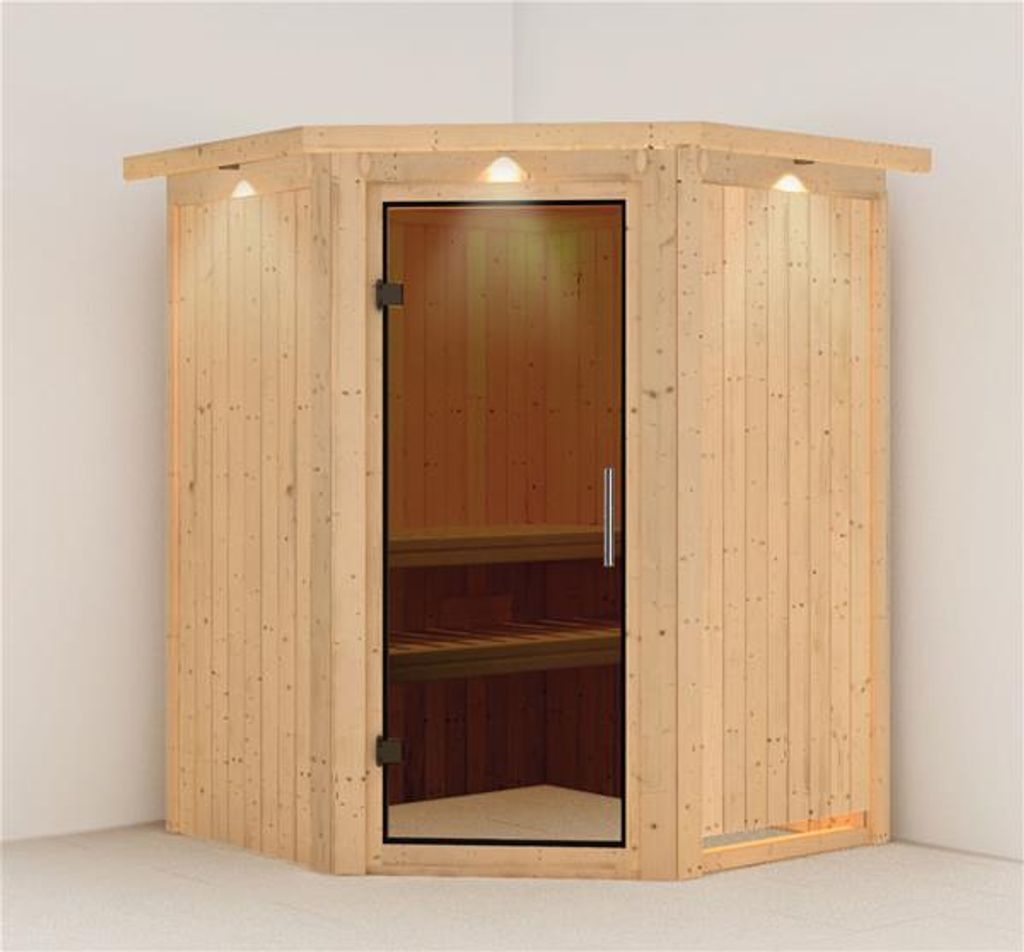Bild von Sauna Nanja 68mm 230V Kranz ohne Saunaofen moderne Tür
