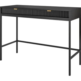 Furniture24 Schreibtisch Nova T104 Schminktisch mit 2 Schubladen Schwarz - Schwarz