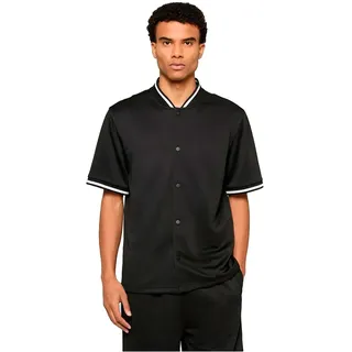 Urban Classics Interlock Baseball Kurzarmhemd - Black - 5XL