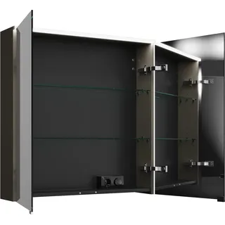 burgbad Eqio Spiegelschrank mit LED-Aufsatzleuchte, 2-türig, 800x800x170mm, SPGS080F2010, Korpus: Grau Hochglanz