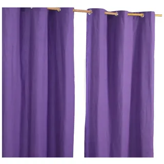 Homescapes Ösenvorhang blickdicht 2er-Set, 137/228 cm , Lila , Textil , Uni , 137x228 cm , Oeko-Tex® , Heimtextilien, Vorhänge, Fertigvorhänge, Ösenvorhänge