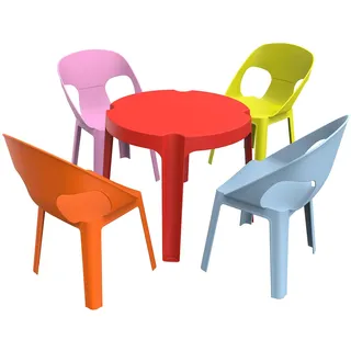 resol Kinder Rita Set 4 Stühle und 1 Tisch, Kunststoff, Polypropylen, Mehrfarbig, 60 x 51 x 78 cm, 5 Stück