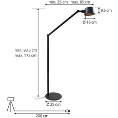 Bild von Silka Stehleuchte, Höhe 173 cm, verstellbar, schwarz