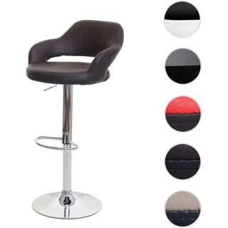 Mendler Barhocker HWC-F16 drehbar höhenverstellbar Kunstleder  mit Lehne  braun/schwarz