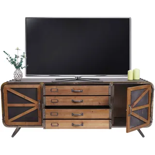 TV-Rack HWC-F91, Fernsehtisch Lowboard Kommode, Industrial Tanne Holz Metall 55x139x41cm, braun-schwarz - Braun