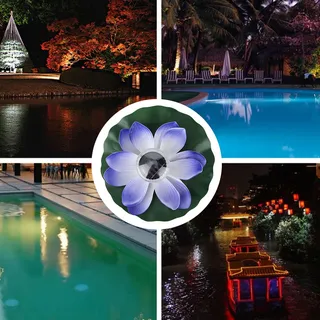 Schwimmender Lotus Licht,Lotus Licht,Solar Pool Licht,Garten Licht,LED Licht - Lila, Rosa, Hellgelb