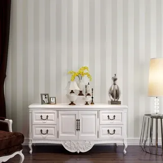 HANMERO Modern Beflockung Vliestapete Schön Fototapete Streifen geprägt Streifen für Schlafzimmer, Whonzimmer, Hotel 0,53 * 10m (5,3m2) Beigeweiß 68030 Farben ¡"