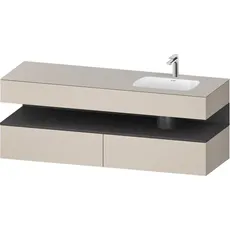 Duravit Qatego Einbauwaschtisch mit Konsolenwaschtischunterbau, 1600x550x600mm, Nische Graphit Matt, Becken rechts, QA4796049, Farbe: Taupe Matt/mit Nischenbeleuchtung