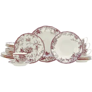 CreaTable Adelaide Kombiservice 20-tlg. rot nostalgischer Vintage Dekor