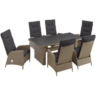 Konifera »Brisbane« Set, Brisbane, Polyrattan, Sitzmöbel-Sets, Aluminium/Polyrattan, Tischplatte aus Stone-Spray-Glas in Steinoptik,