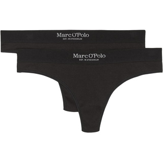 Marc O'Polo Marc O ́Polo Women's Iconic Rib 2-Pack Thong Panties, Black, Medium