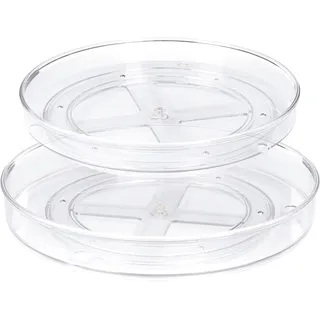 Spesh Drehbares Gewürzregal Kunststoff Gewürzhalter Organizer Drehteller-Organizer für Küche, Badezimmer,Schlafzimmer (27 * 4.3cm+23.5 * 3.6cm, Durchsichtig)