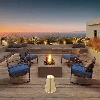 Bealife Poly Rattan Sitzgruppe 3 St, Gartenmöbel Set 2 Personen, Gartenmöbel Set, Balkonmöbel Sitzgarnitur mit Auflagen Blau (1 Tisch + 2 Stühle) - Blau