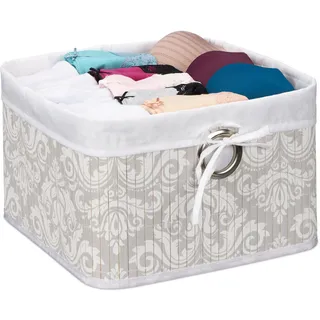 Relaxdays Aufbewahrungskorb mit Stoffeinsatz 31 x 33 x 20 cm grau-weiß