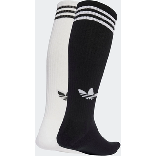 Sportsocken ADIDAS ORIGINALS "3S KNEE S 2P", Damen, Gr. L (43/45), schwarz-weiß (weiß, schwarz), Obermaterial: 56% Baumwolle, 40% Polyester, 3% Elasthan, 1% sonstige Fasern, Socken Sportsocken, für sportive Aktivitäten und Laufen, vom Fußball inspirierte Details