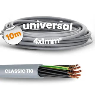 Lapp 10 Meter 1119204 Ölflex Classic 110 PVC-Steuerleitung 4x1 mm2 mit grün-gelben Schutzleiter 4G1,0 mm2 I Mantelleitung 4 adrig I Steuerkabel 4 adrig