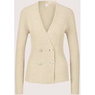 MADELEINE Strickjacke "Strickblazer Edle Strickjacke als Doppelreiher, V-Ausschnitt" Perlmuttknöpfe, perlweiß