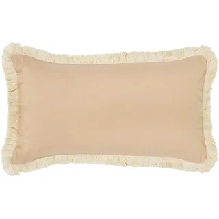 DRW Rechteckiges Kissen aus Polyester, Baumwolle und Leinen mit Reißverschluss in Creme, 50 x 10 x 30 cm