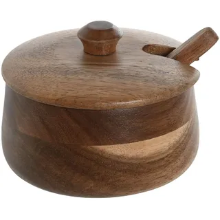 MGE - Zuckerdose - Zuckerstreuer aus Holz mit Deckel und Löffel - Salzstreuer - Behälter für Gewürze oder Kräuter - Gewürzstreuer - Salzstreuer oder Zuckerstreuer - Akazienholz