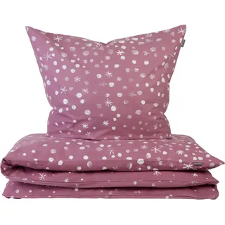 Schiesser Bettwäscheset Runa | 2-teilig | Winterprint | Feinbiber | 100% Baumwolle | | Reißverschluss | 155 x 220 cm + 80 x 80 cm | Rosa - Rosa