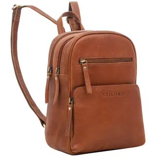 STILORD 'Fabienne' Kleiner Vintage Damen Rucksack Echtleder Braun mit vielen Fächern und Diebstahlsicher - ideal als Tagesrucksack Daypack Freizeitrucksack und Cityrucksack