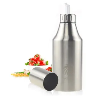 Öl Flasche Edelstahl Öl & Essig Spender Ölbehälter Auslaufsicher Ölflasche, Liquid Zutatenspender Flasche Staubdicht Silber Novata (1000ML)