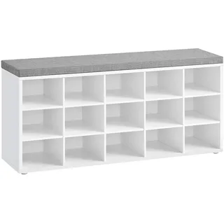 VASAGLE Schuhbank 105 x 48 x 30 cm grau, weiß gepolstert / grau, weiß