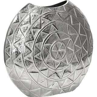 Vase Blumenvase für Kunstblumen, Gefäß Pokalvase Dekovase Pflanztopf Aluminium Silber, Deko Modern aus Metall, Wohnzimmer und Küche 43 cm oder 51 cm (51x11x46 cm)