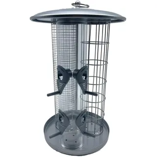 Relaxdays Vogelfutterstation , Silberfarben , Metall, Kunststoff, Textil , 21x34.5x21 cm , Dekoration, Gartendeko