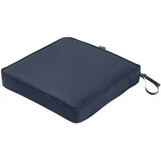 CLASSIC ACCESSORIES Montlake Outdoor-Sitzkissen, wasserabweisend, quadratisch, 43 x 43 x 7,6 cm, Sitzkissen für Gartenmöbelstühle, Outdoor-Kissenbezug, Indigo-Blau (Heather Indigo Blue)