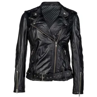 Bikerjacke JCC "Lederjacke Ashley2", Damen, Gr. 42, schwarz, Obermaterial: 100% Lammnappaleder LANA. Futter: 100% Baumwolle CO., Jacken Bikerjacke