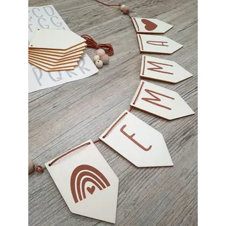 Girlande | Wimpelkette Kinderzimmer mit Namen | Bastelset | Made in Germany | personalisiertes Kinderzimmerdeko | schöne Wanddeko Kinderzimmer, Geschenk zur Geburt, Taufe