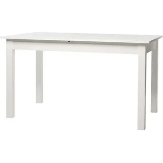 001288 Coburg Weiß 140 x 80 cm Tisch Esszimmertisch Küchentisch ausziehbar auf ca. 180 cm - Weiß