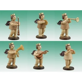 Weihnachtsengel engel Engelmusikanten 6-teilig mit Krone / natur Höhe 6,5 cm NEU