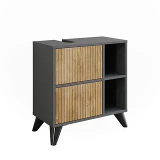 Vicco Waschbeckenunterschrank Leano Anthrazit/Bergeiche 60 x 62 cm mit 2 Schubladen