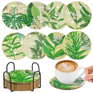 anyìshwu 8 stück Diamond Painting Untersetzer mit Halter,Diamant Tassenuntersetzer,Mandala Diamond Painting Basteln für Kinder,DIY Mandala Untersetzer rutschfest,für Mädchen and Mädchen