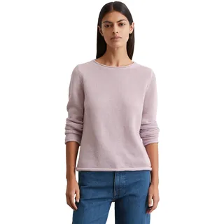 Marc O'Polo Rundhalspullover mit gerollten Kanten an Rundhalsausschnitt, Ärmelabschluss und Saum, lila