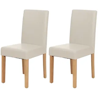 Mendler 2er-Set Esszimmerstuhl Stuhl Küchenstuhl Littau ~ Kunstleder, weiß, helle Beine
