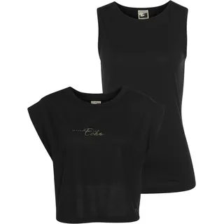 Ocean Sportswear Yoga & Relax Shirt "Soulwear - 2-tlg. Yoga Shirt & Top" Set, Kurzarm, sportlicher Stil, mit Print, Rundhalsausschnitt, schwarz, schwarz