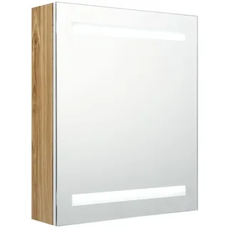 vidaXL LED-Bad-Spiegelschrank Weiß und Eichen-Optik 50x14x60 cm - Weiß