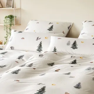 ELEGANTE Interlock Jersey Bettwäsche Winterwald 3611-7 Natur 135x200 - Creme