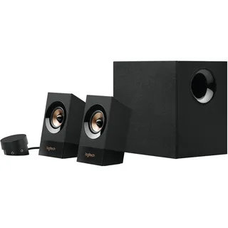 Logitech Z533 2.1 Lautsprecher-System mit Subwoofer, 120 Watt Spitzenleistung, 3,5 mm Eingang, Kopfhörerbuchse, Multi-Device, Bedienelemente am Steuergerät, UK Stecker, PC/TV/Tablet - Schwarz