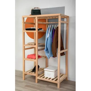 Garderoben Kleiderständer Ständer Hänge Luxus Modern Holz Diele Garderobe - Beige