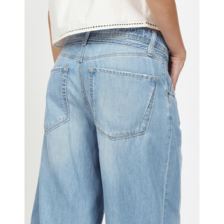 Bermudas GANG "94CLAIRE BERMUDA", Damen, Gr. 29, N-Gr, blau vintage, Denim/Jeans, Obermaterial: 80% Baumwolle, 20% Elasthan, lässig geschnitten knielang, Hosen Bermudas, mit Bindegürtel, Denim